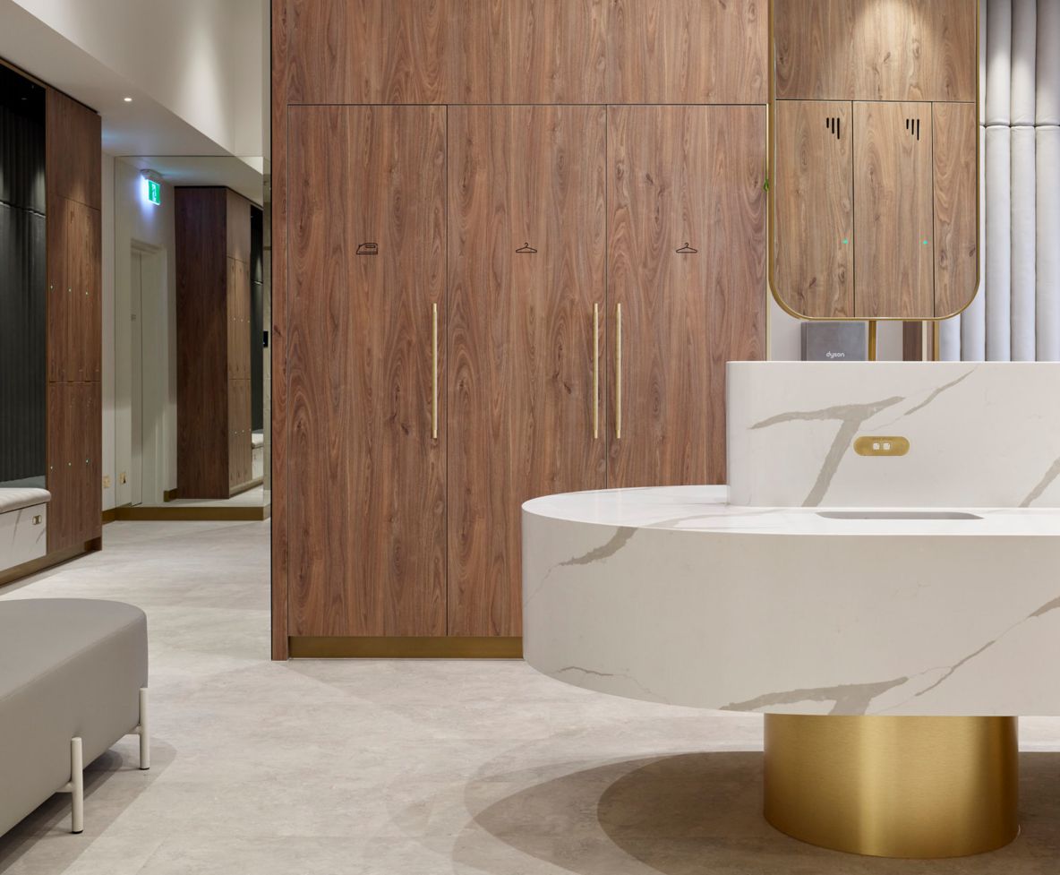 End of trip facility interior design and modern building materials