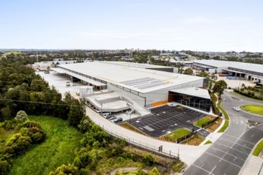 Commercial building warehouse exterior Dexus Harvey Norman