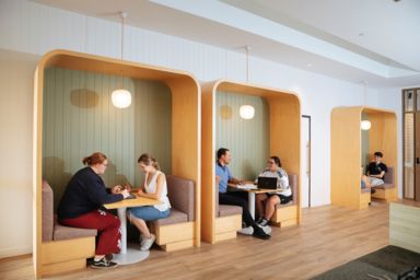 JCU modern interior design – communal study area with study pods