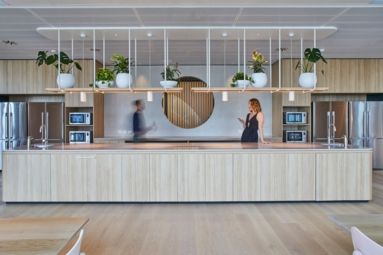 Modern commercial interior design kitchen space First Sentier Investors CBA Barang