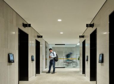 Modern interior design elevator lobby 31 Duncan Street