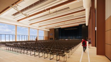 Georges River Grammar School auditorium architectural interior visualisation render