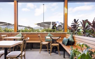retail architecture outdoor seating shopping centre