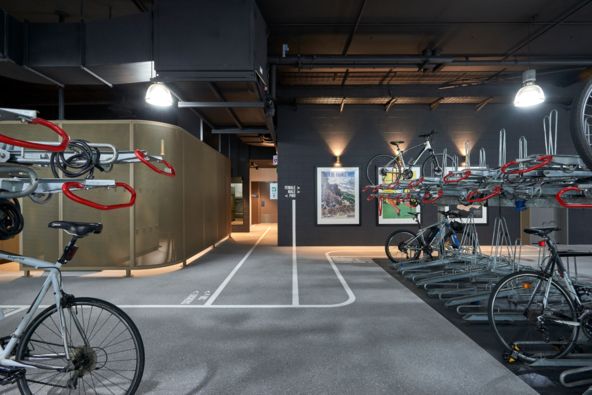 End of Trip Facility interior design bike storage
